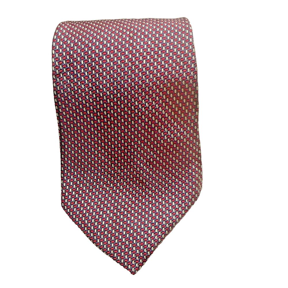 Made in Italy for Nordstrom Men's Silk Tie Red Geometric Pattern 3.5" Wide 55" L